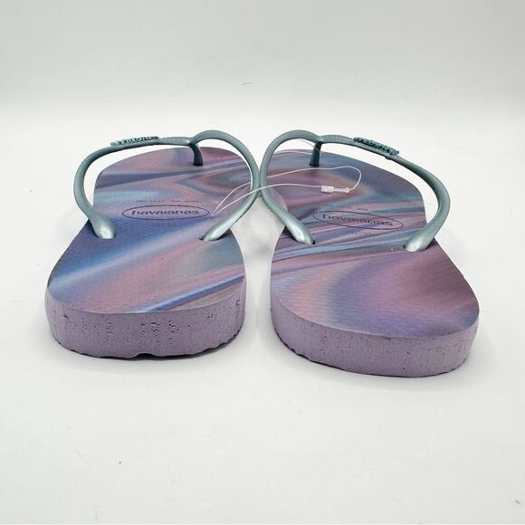 Haviannas Quiet Lilac Metallic Strap Slim Flip Flops US 11/12 - Picture 2 of 10